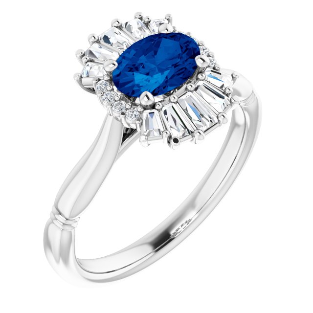 Platinum Natural Blue Sapphire & 1/4 CTW Natural Diamond Ring
